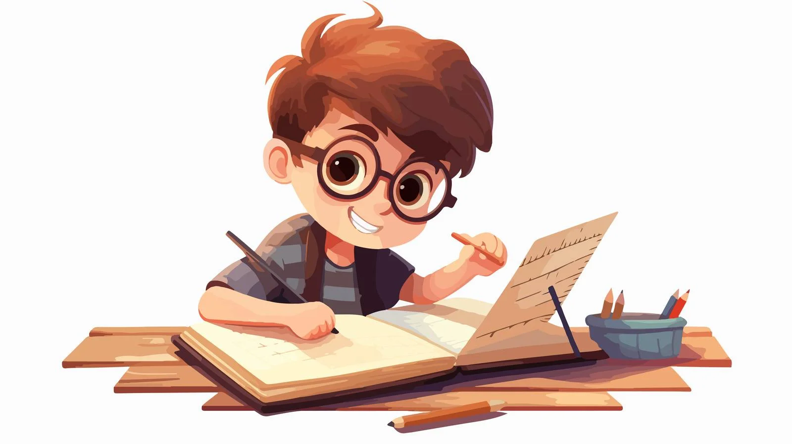 Young Boy Learning Math Cartoon — free download from Dotvec