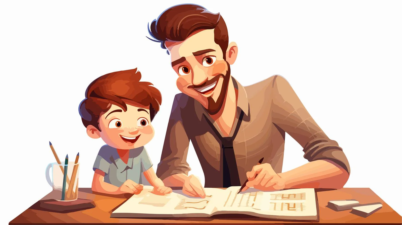 Learning Math with Father Cartoon — free download from Dotvec