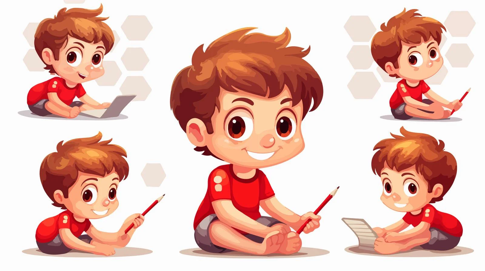 Young Boy Learning to Draw Hexagon — free download from Dotvec