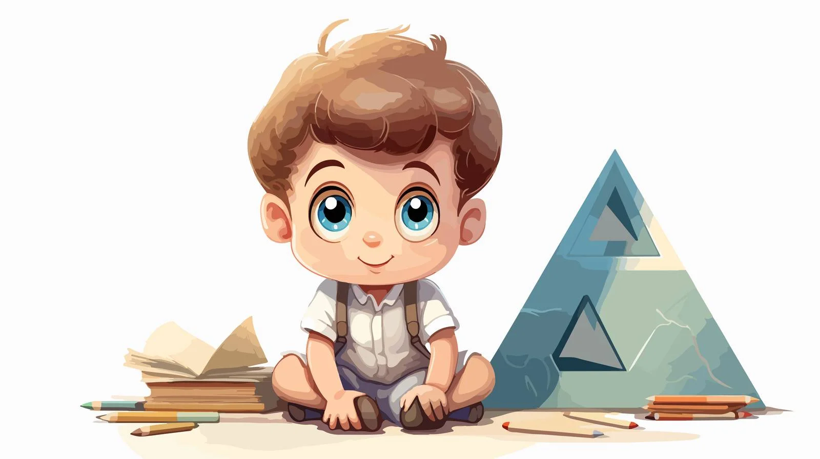 Young Artist Learning Triangle Cartoon Drawing — free download from Dotvec