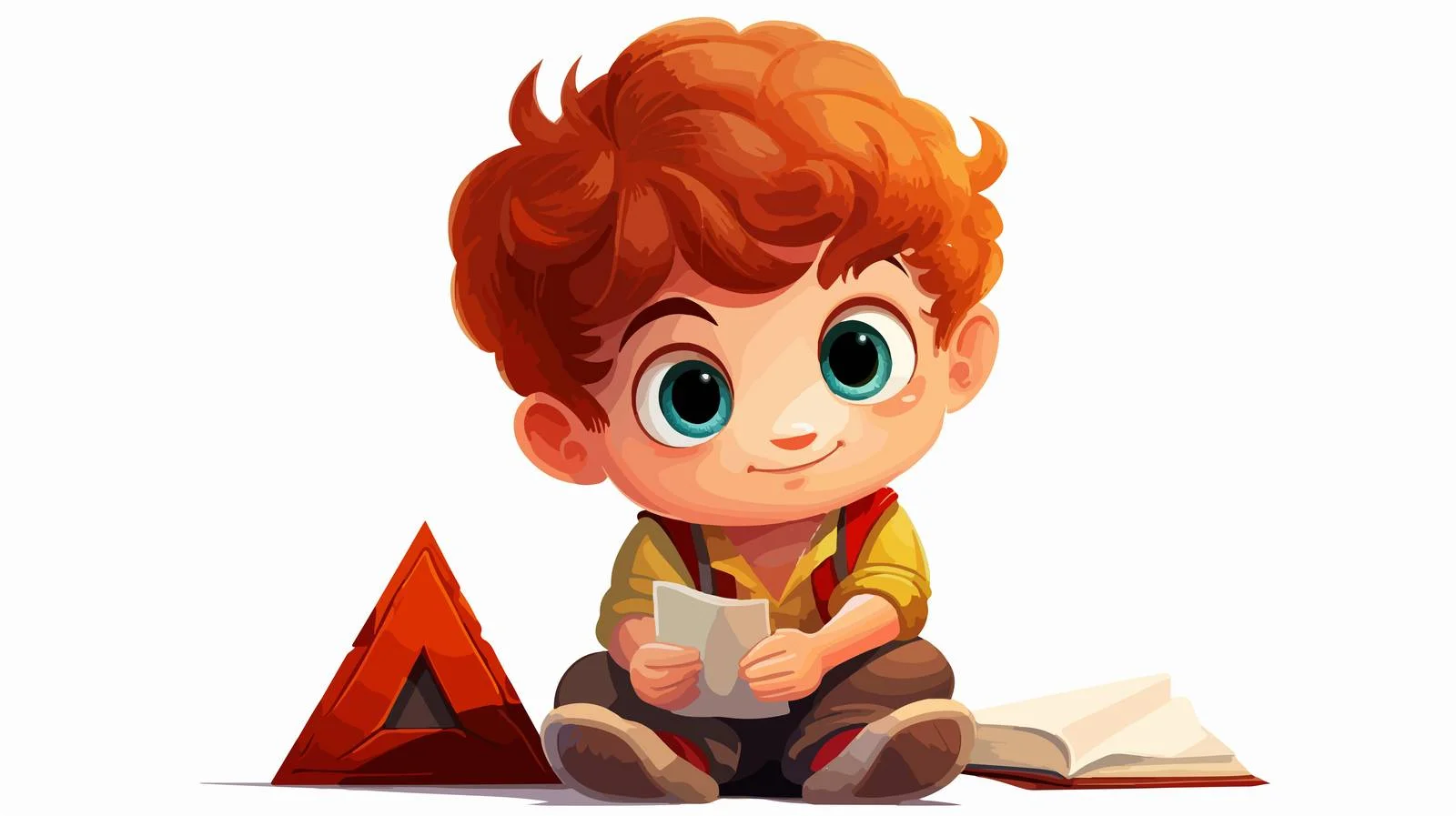 Young Boy Learning Triangle Cartoon Drawing — free download from Dotvec
