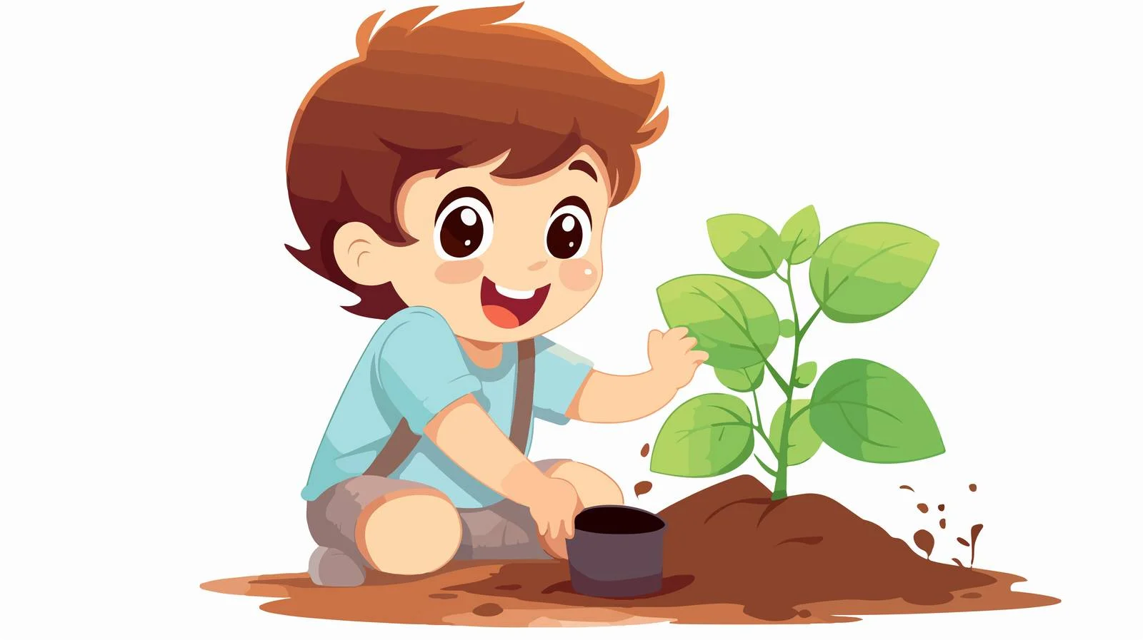 Child Cares for Cartoon Vegetable Plant — free download from Dotvec