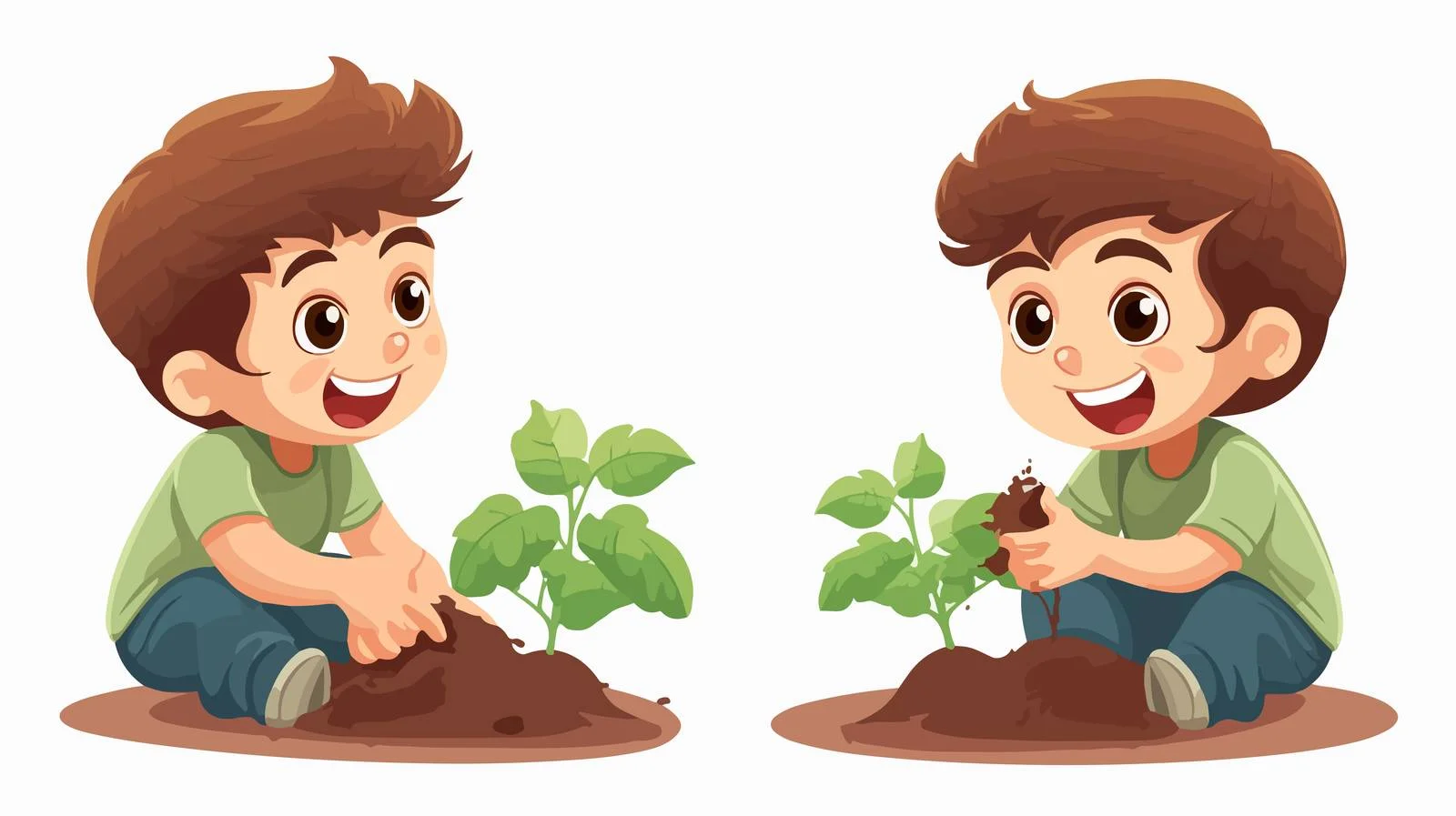 Boy Cares for Vegetable Plant Cartoon — free download from Dotvec