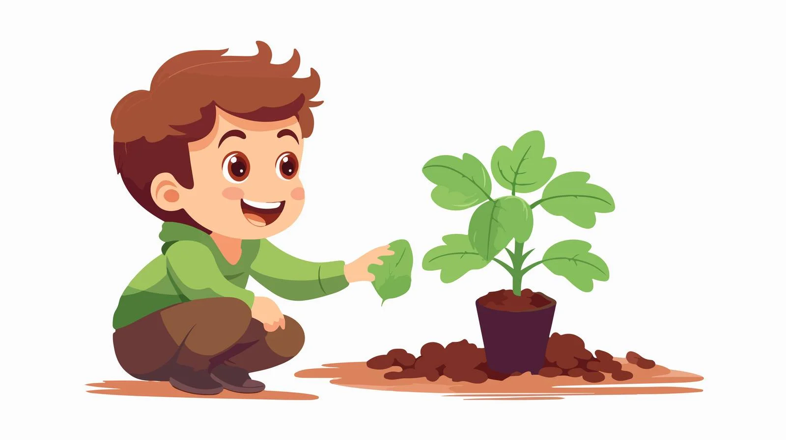 Boy Caring for Vegetable Plant Cartoon — free download from Dotvec