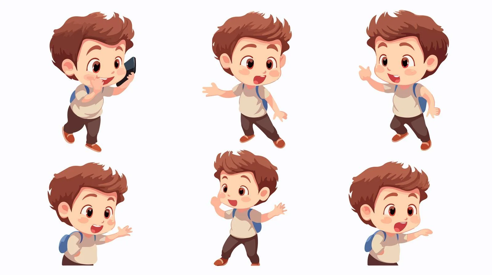 Young Boy on Mobile Phone Cartoon — free download from Dotvec