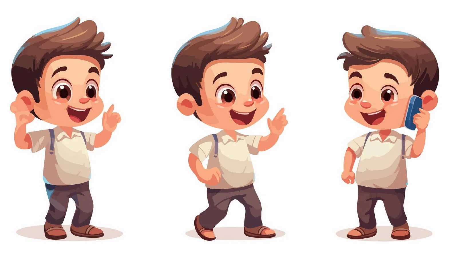 Young Boy Talking on Cellphone Cartoon — free download from Dotvec