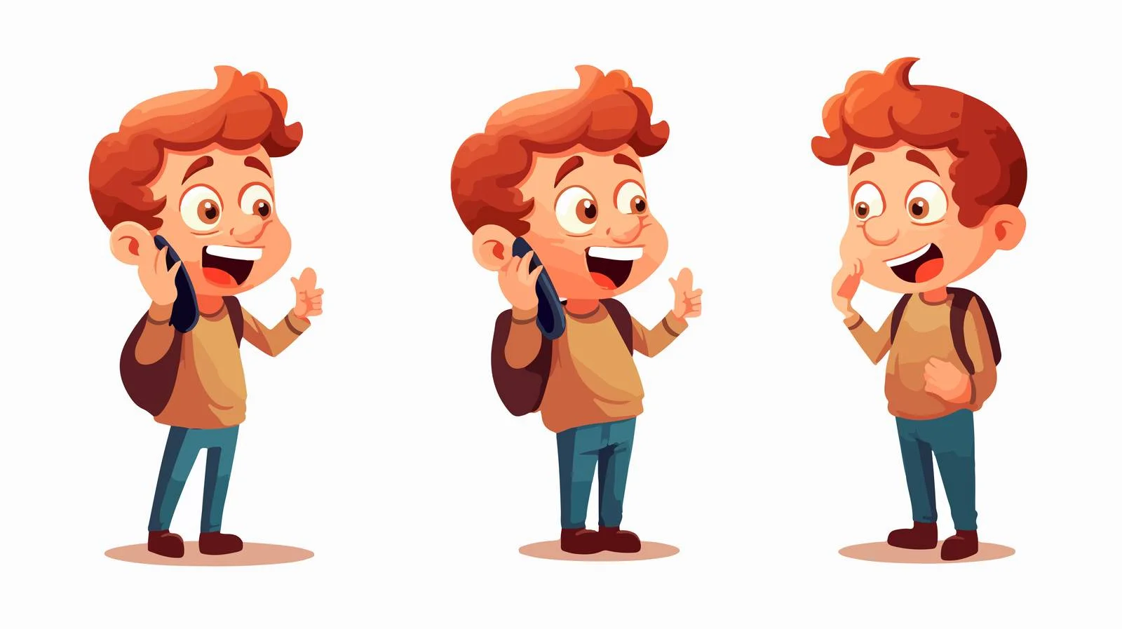 Young Boy Talking on Mobile Cartoon — free download from Dotvec