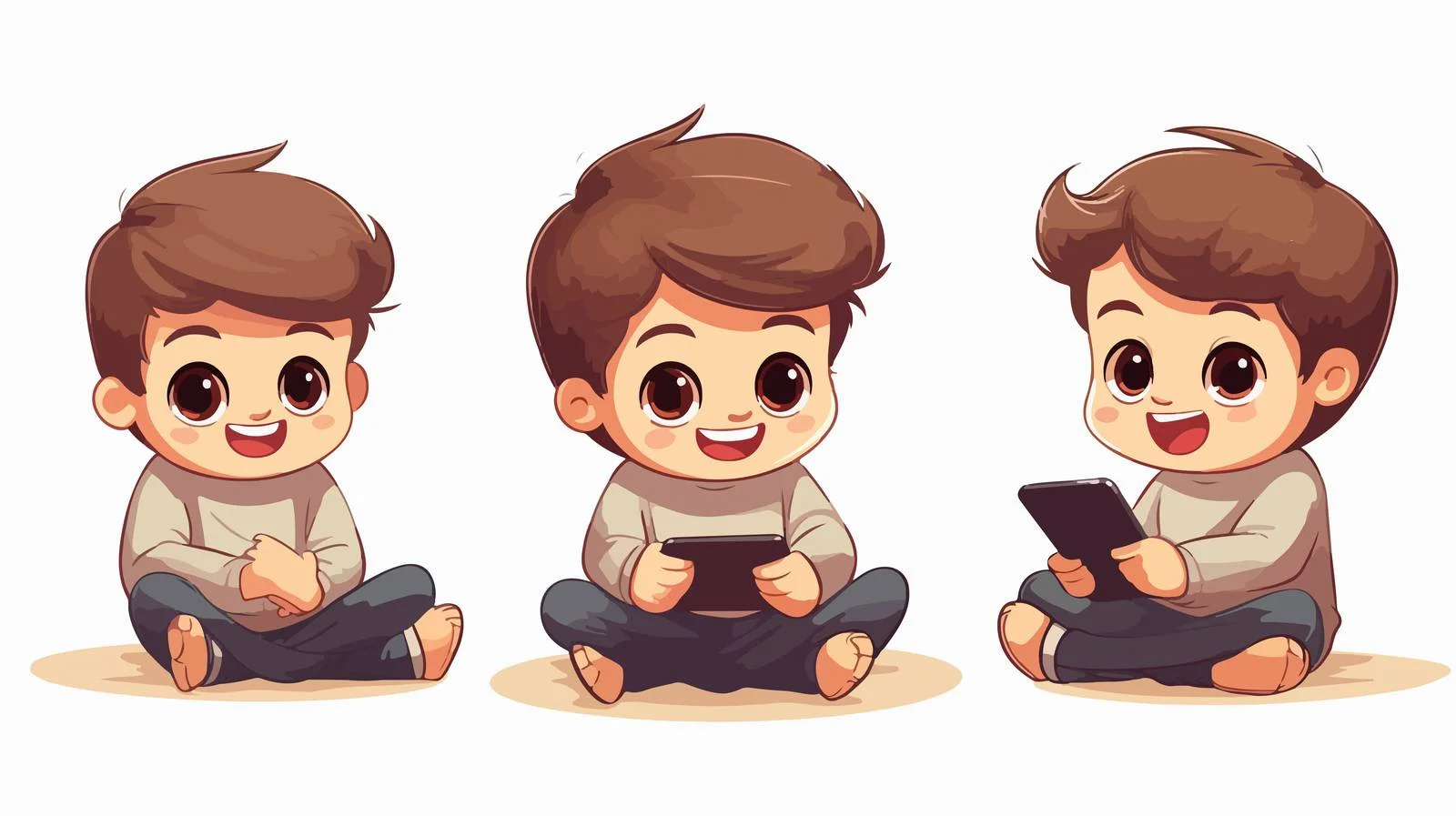 Young Boy on Smartphone Cartoon Illustration — free download from Dotvec