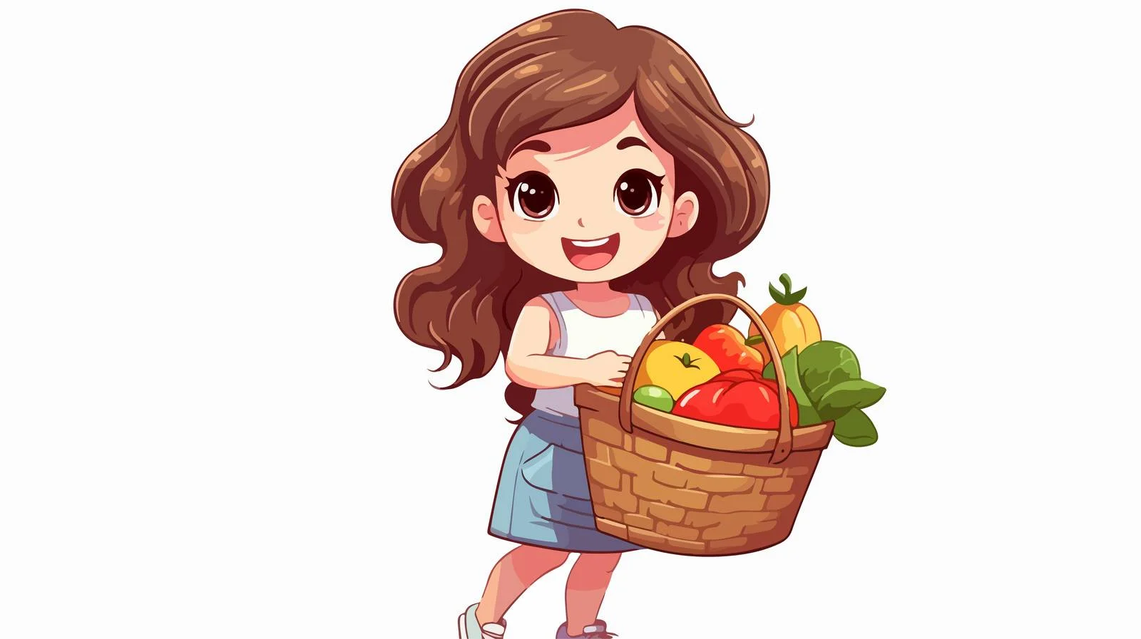 Young Girl Carrying Grocery Basket — free download from Dotvec