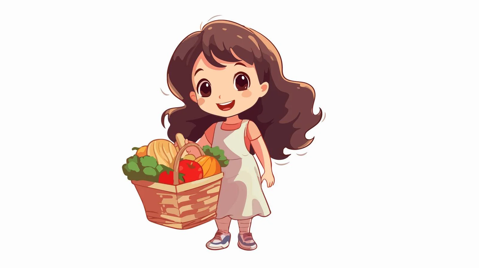 Little Girl Carrying Grocery Basket — free download from Dotvec
