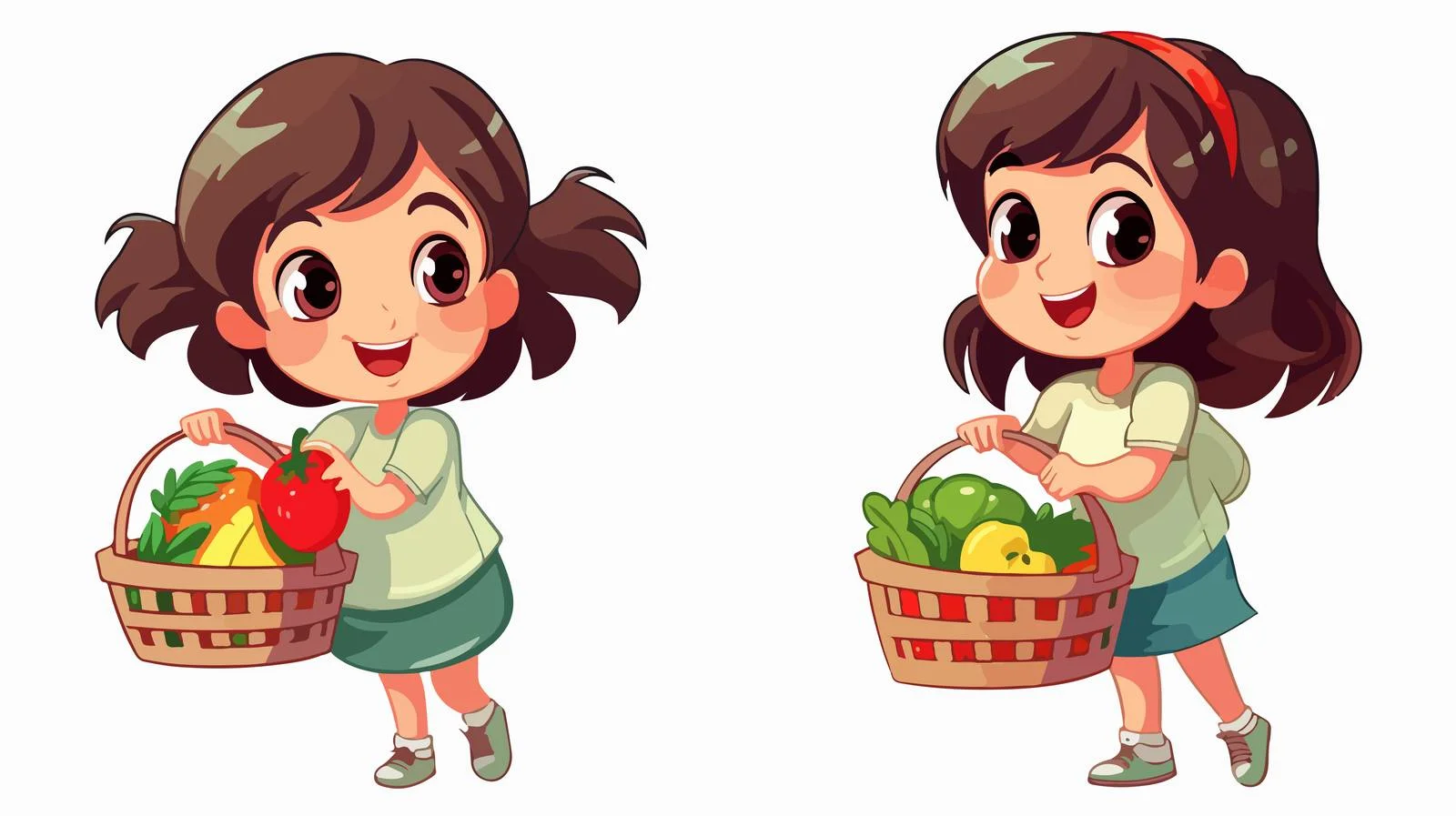 Adorable Girl with Grocery Basket — free download from Dotvec