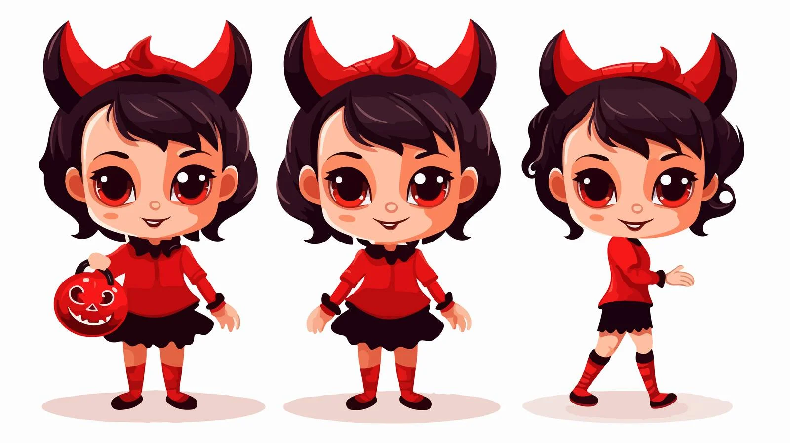 Adorable Girl in Devil Costume Celebrating Halloween — free download from Dotvec