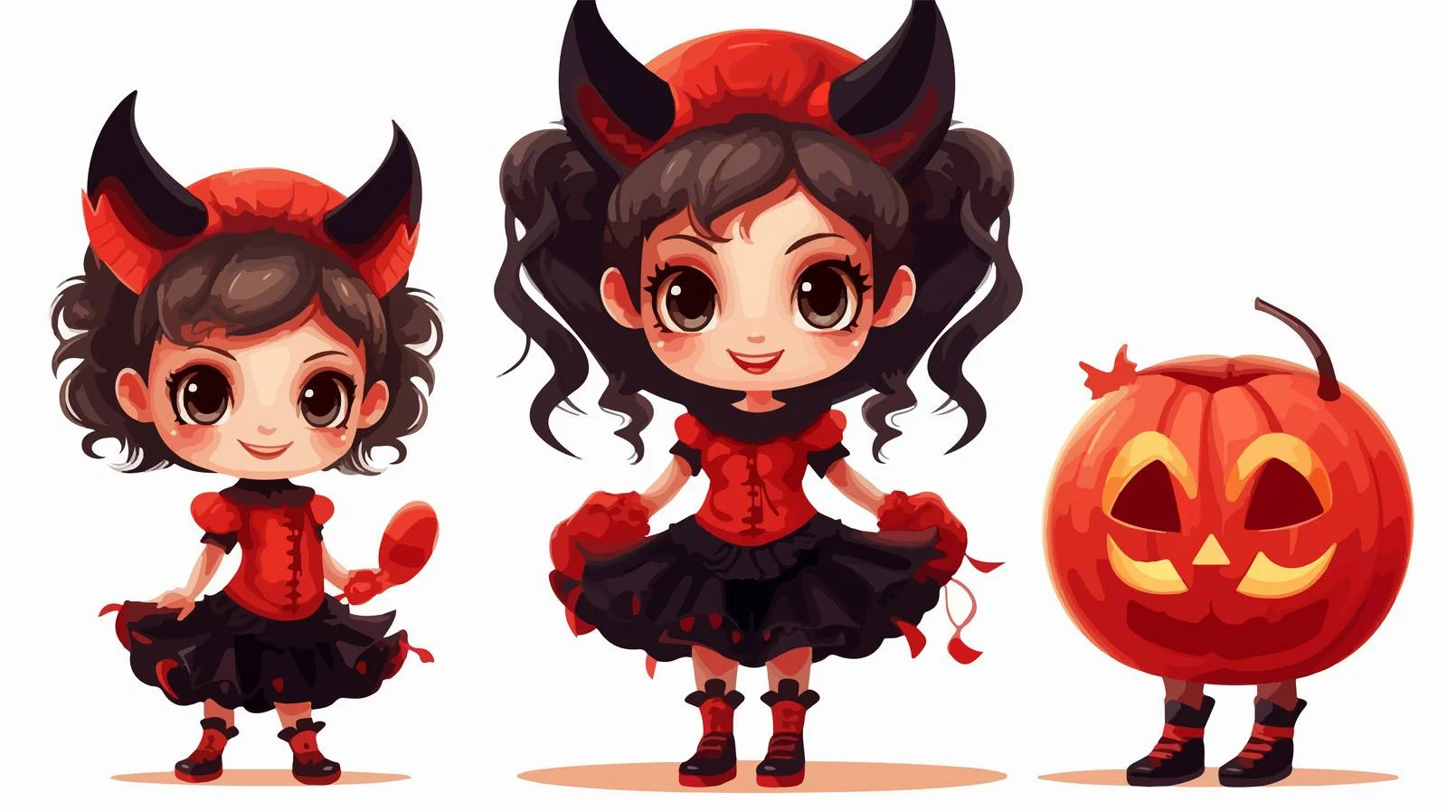 Adorable Girl Celebrating Halloween in Devil Costume — free download from Dotvec