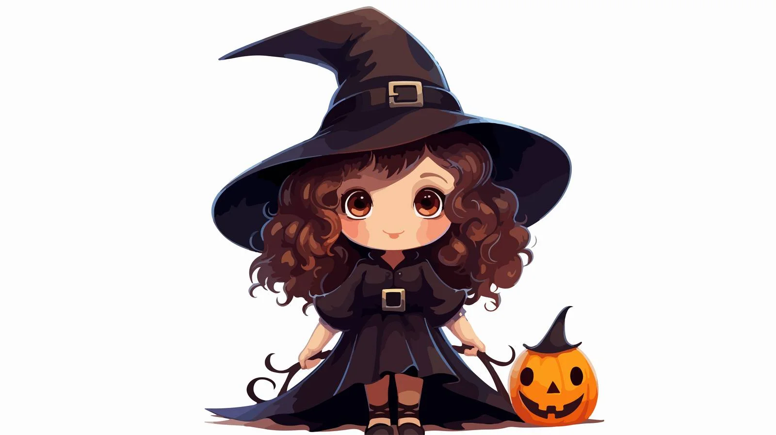 Little Girl Halloween Witch Costume Celebration — free download from Dotvec