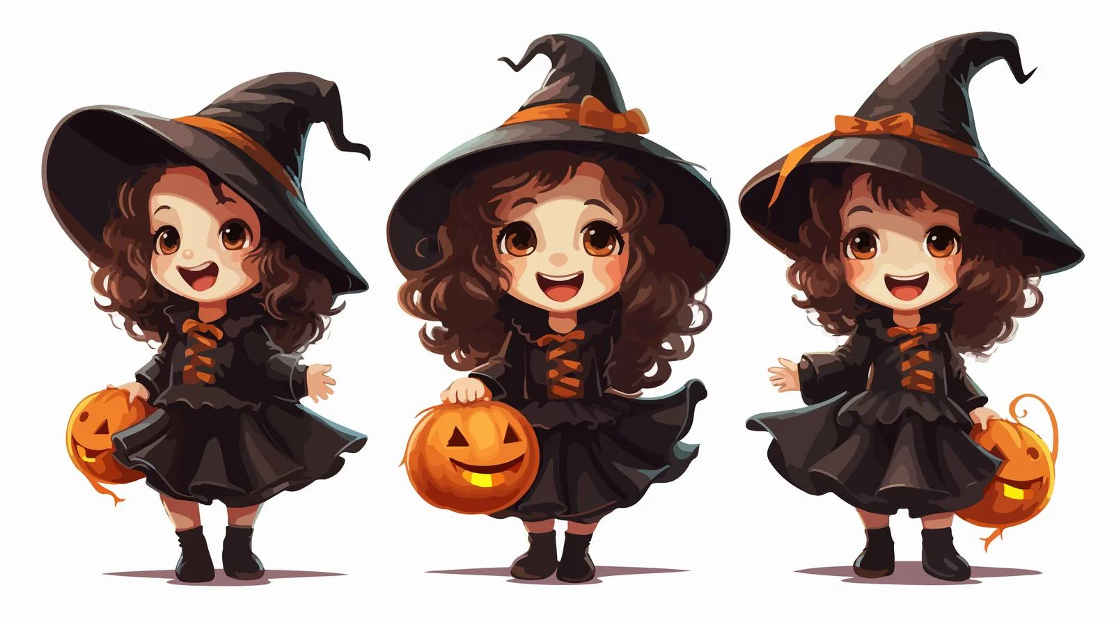 Adorable Witch Costume Halloween Celebration — free download from Dotvec