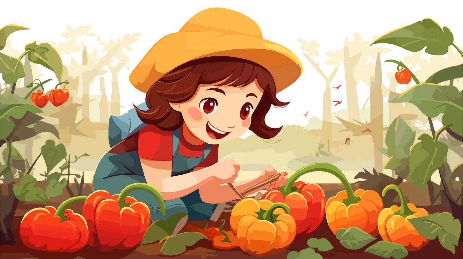 Harvesting Paprika in Garden — free download from Dotvec