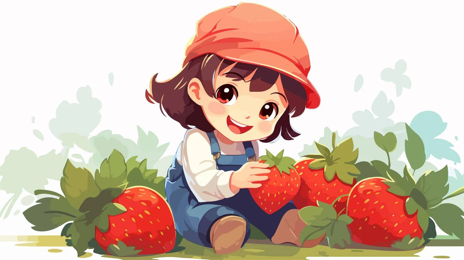 Harvesting Strawberries in Garden — free download from Dotvec