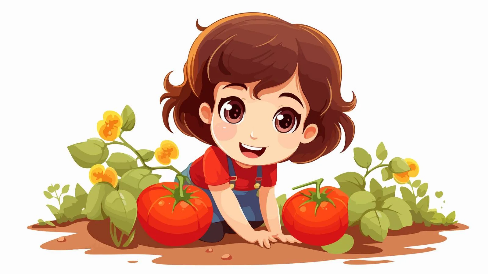 Harvesting Tomatoes with Cute Girl — free download from Dotvec