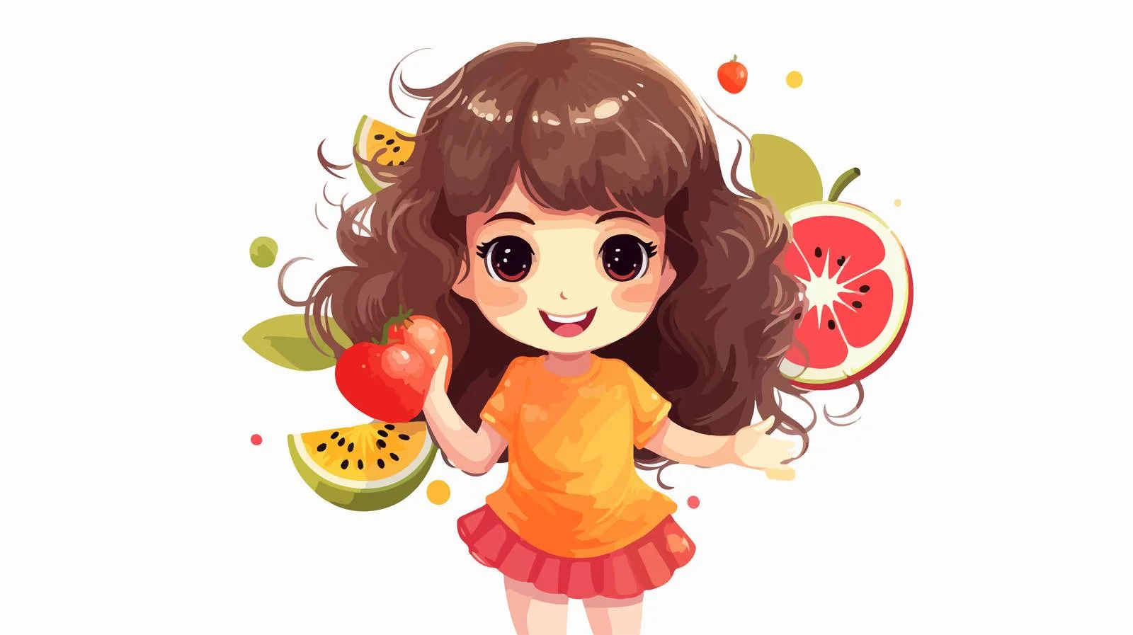 Adorable Girl with Fruit and Vitamins — free download from Dotvec