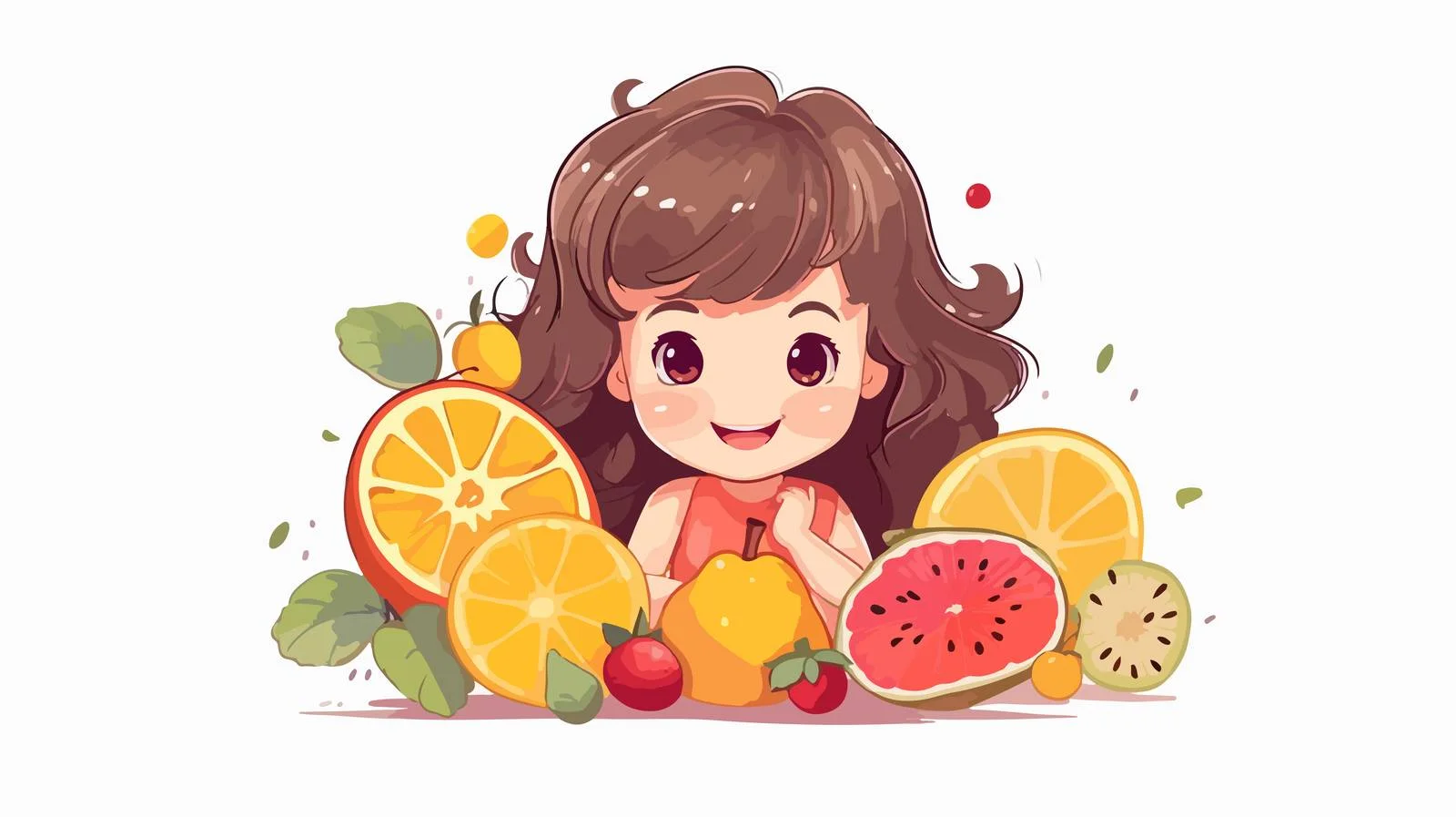 Adorable Girl with Fruit and Vitamins — free download from Dotvec