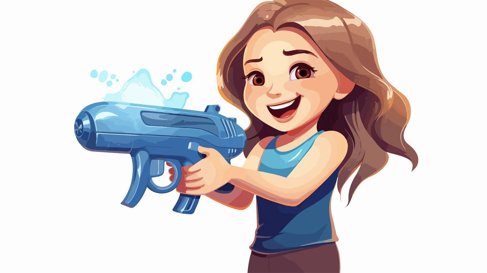 Joyful Girl with Water Gun Cartoon — free download from Dotvec