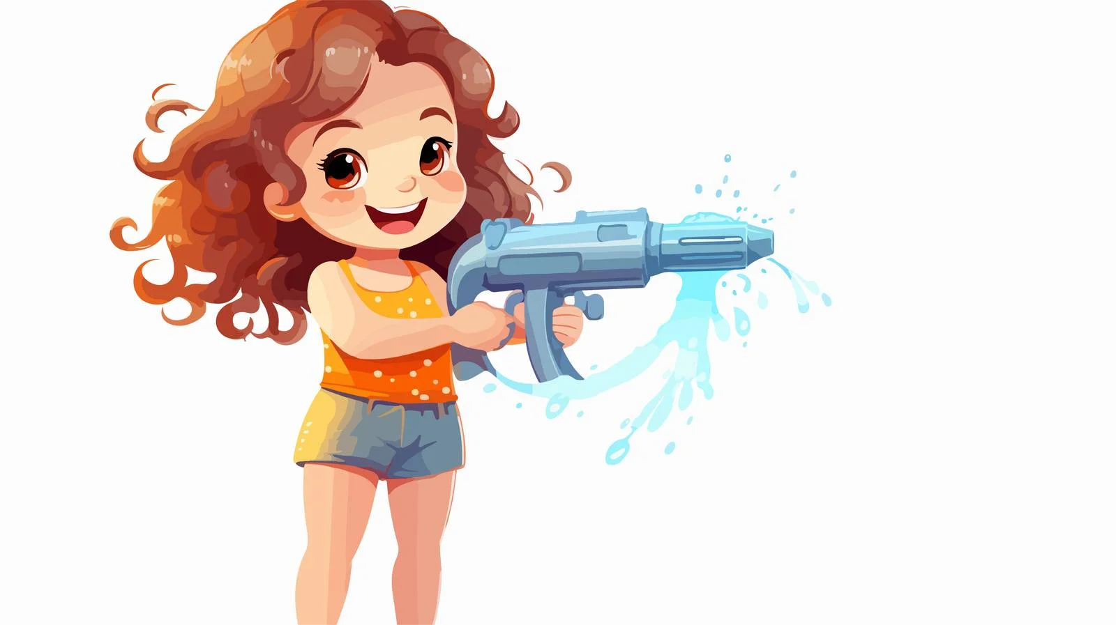 Adorable Girl with Water Gun Cartoon — free download from Dotvec