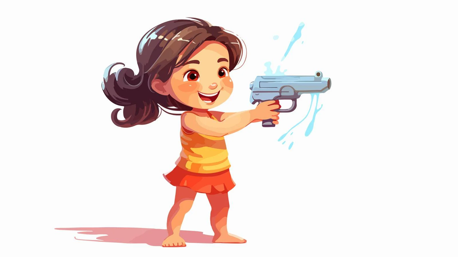 Joyful Girl with Water Gun Cartoon — free download from Dotvec