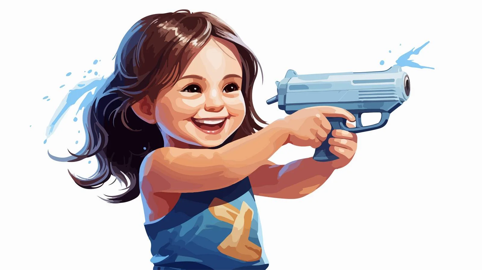Cheerful Girl Water Gun Cartoon Illustration — free download from Dotvec