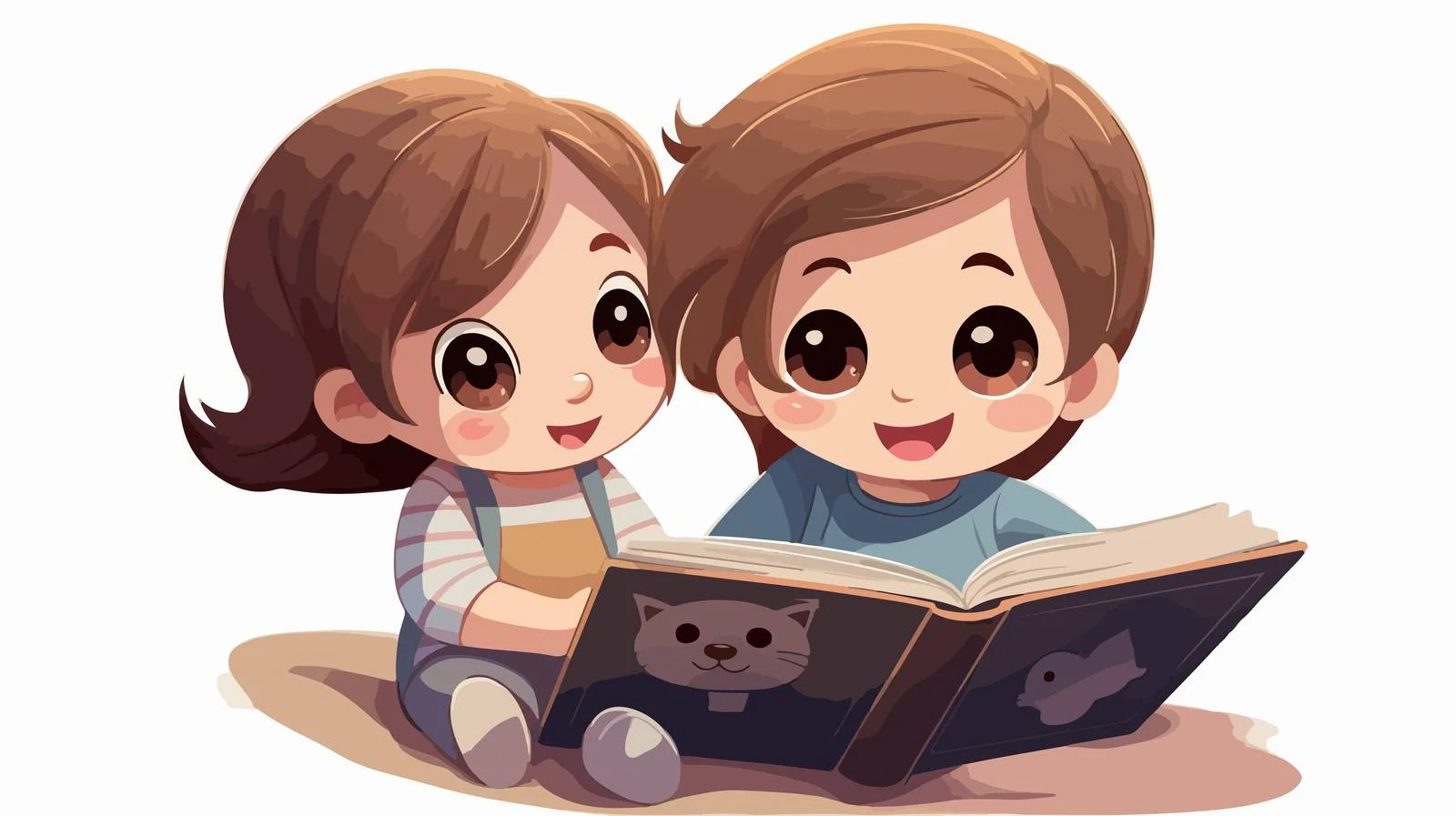 Adorable Girl Reads Book with Baby Sister — free download from Dotvec