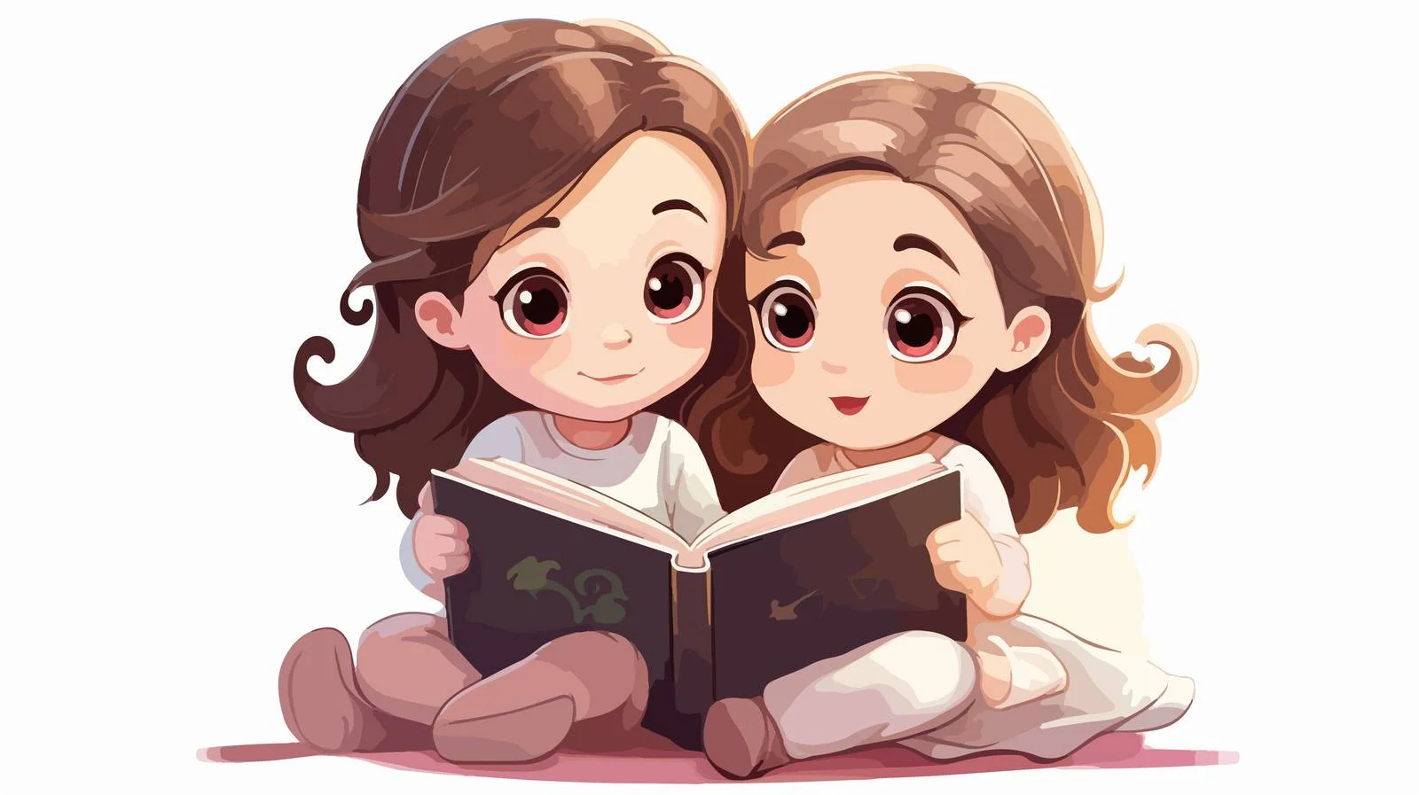 Adorable sisterly reading moment — free download from Dotvec