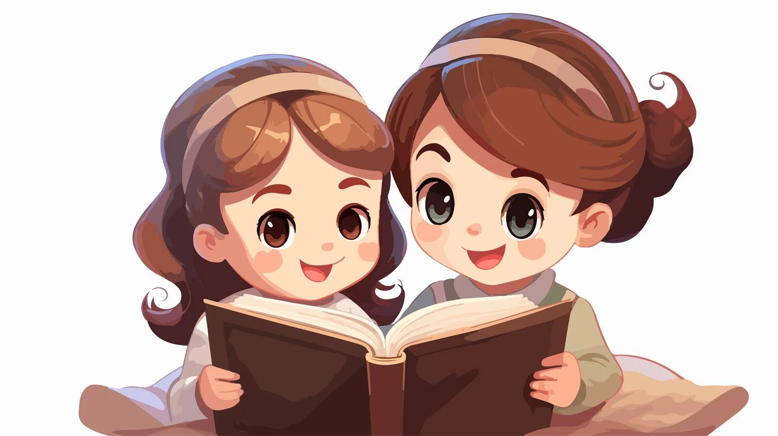 Adorable Sisters Reading Together — free download from Dotvec