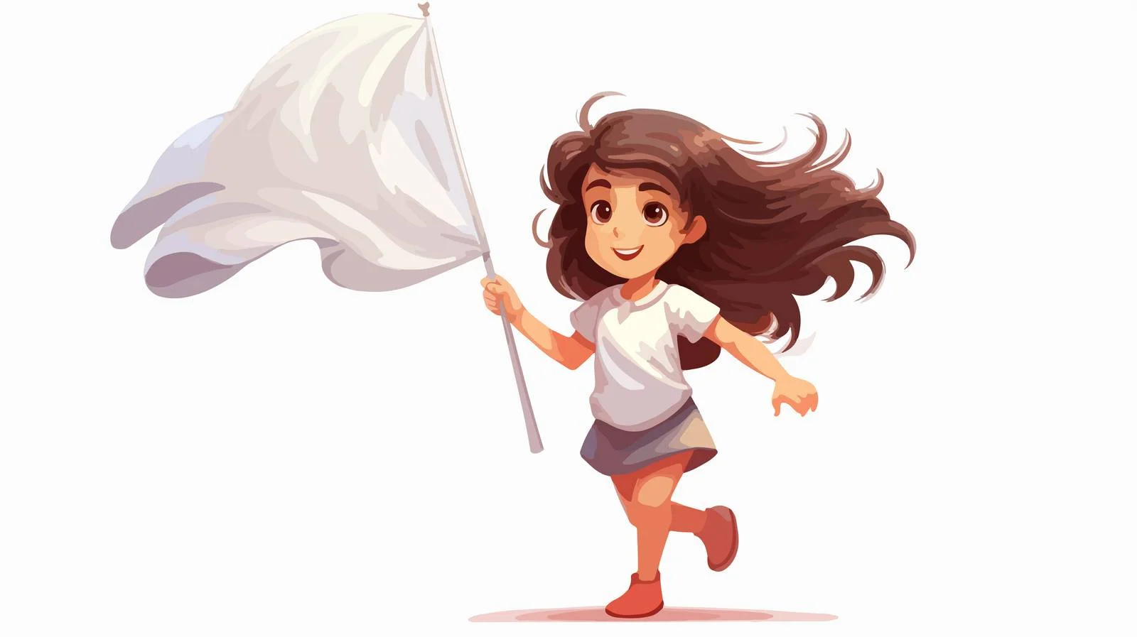 Cheerful Girl with Flag Cartoon Vector — free download from Dotvec