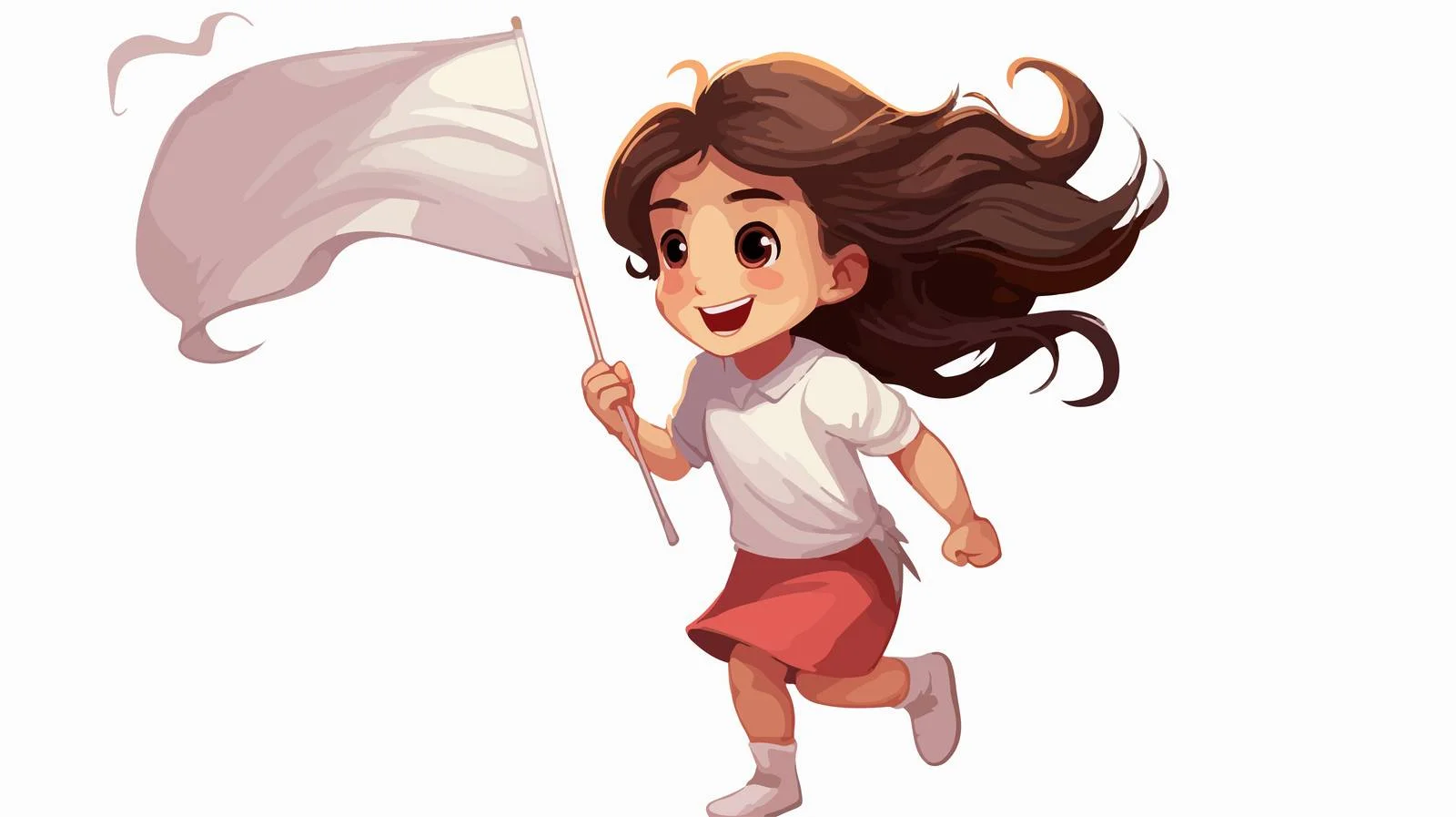 Girl with Flag Cartoon Vector — free download from Dotvec