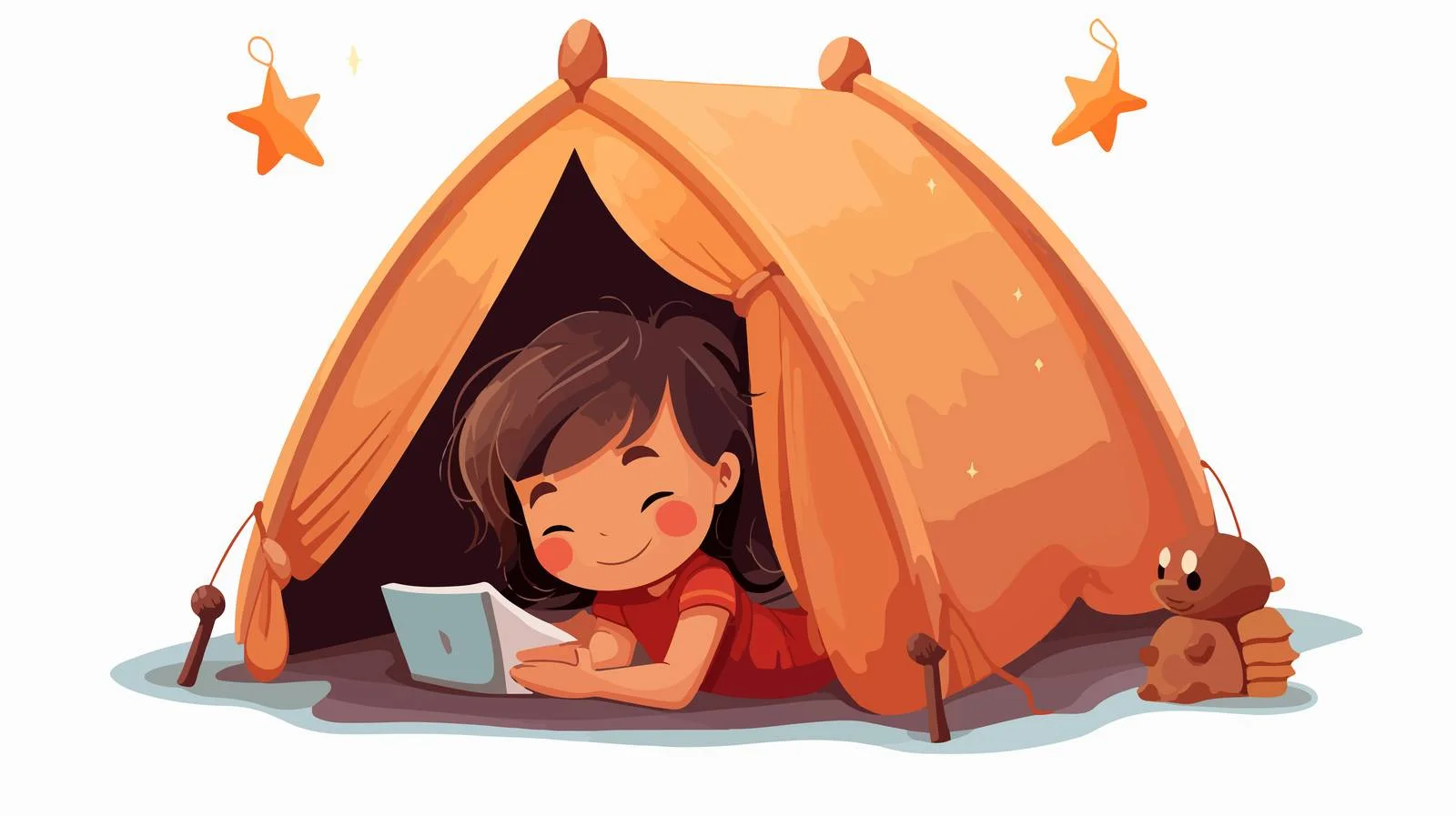 Adorable Girl Sleeping in Small Tent — free download from Dotvec