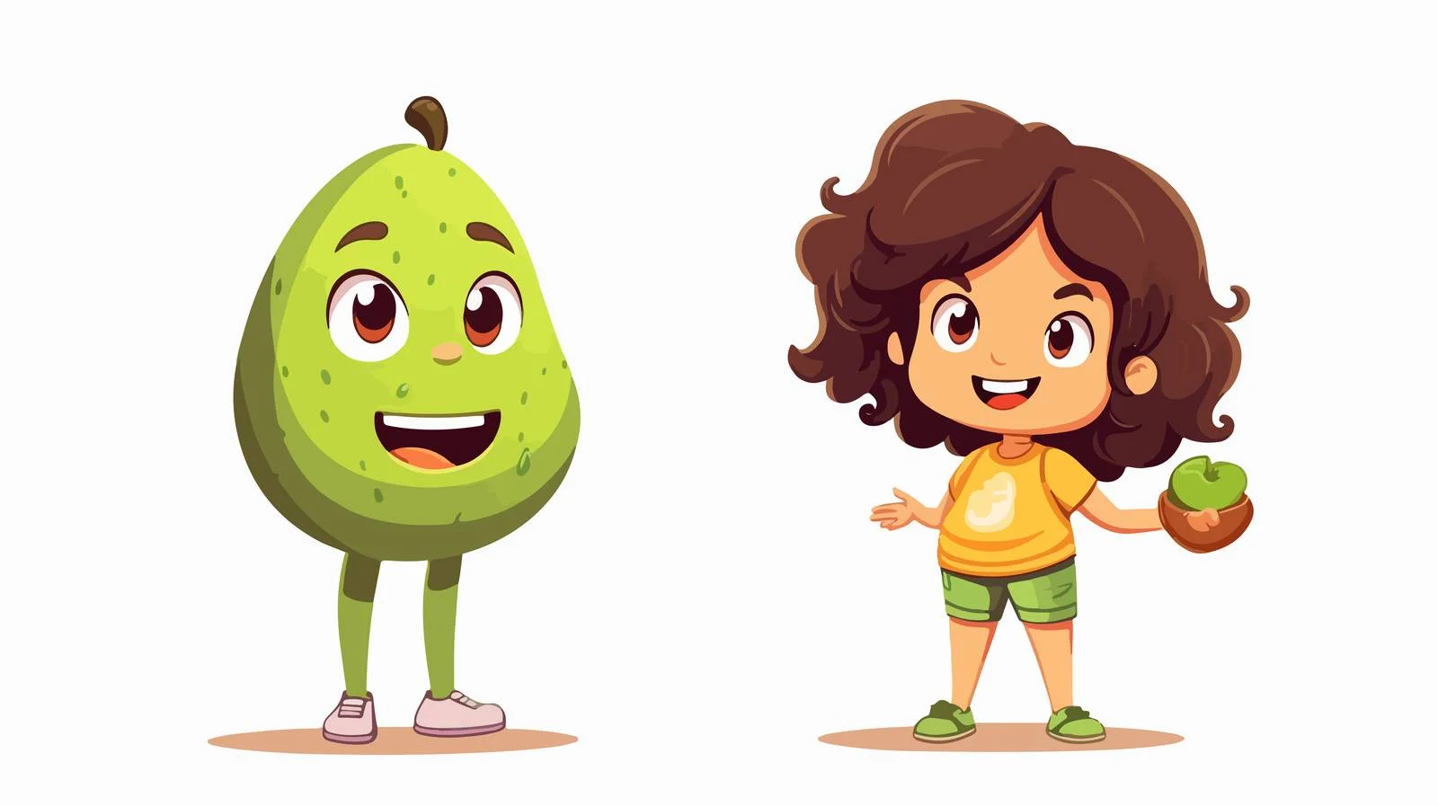 Adorable Girl with Avocado Cartoon Character — free download from Dotvec