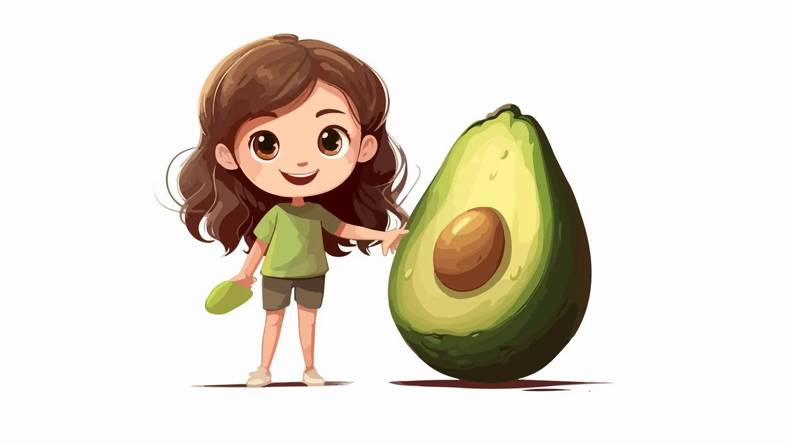 Adorable Girl with Cartoon Avocado — free download from Dotvec