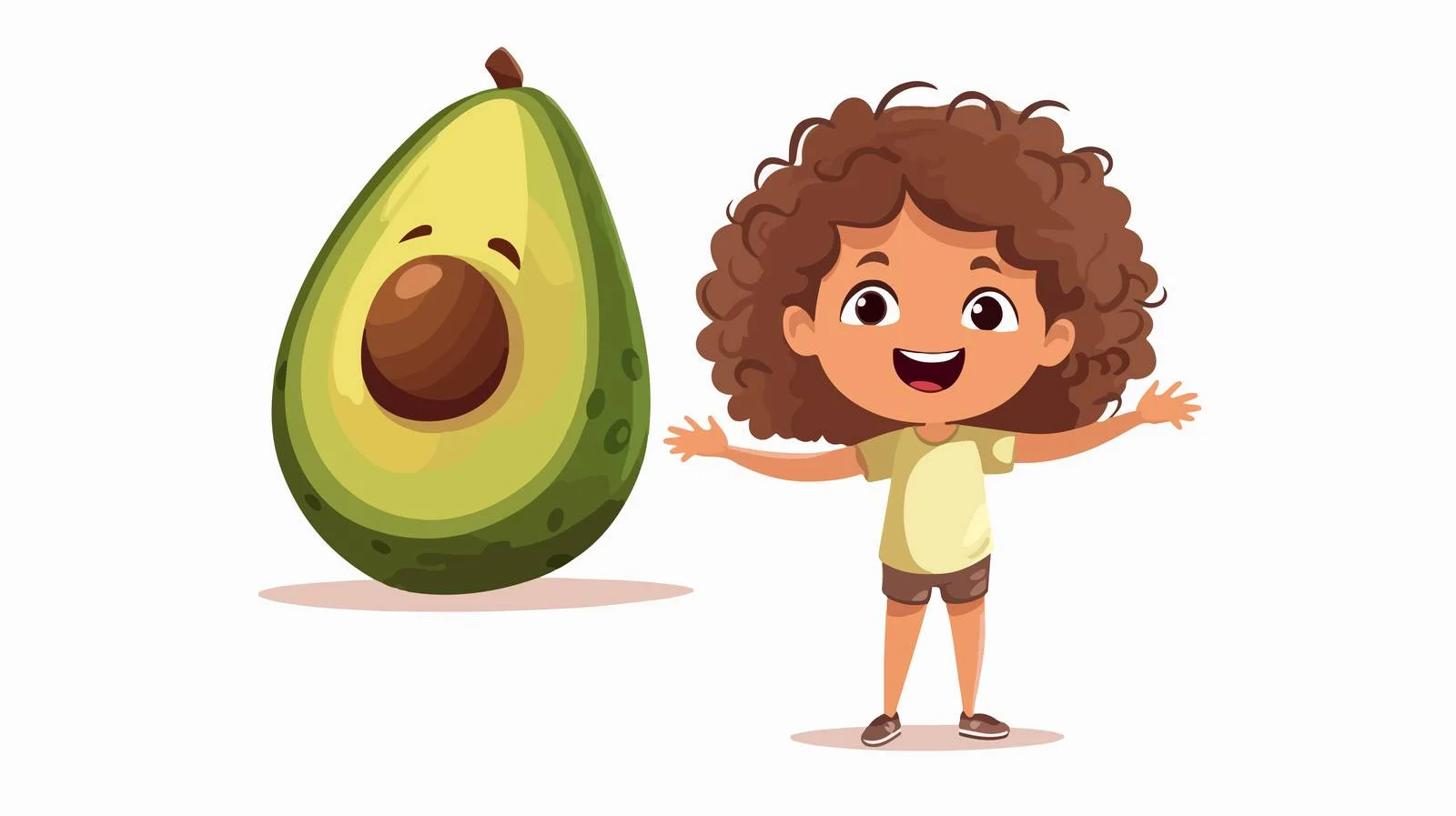 Adorable girl with avocado cartoon character — free download from Dotvec