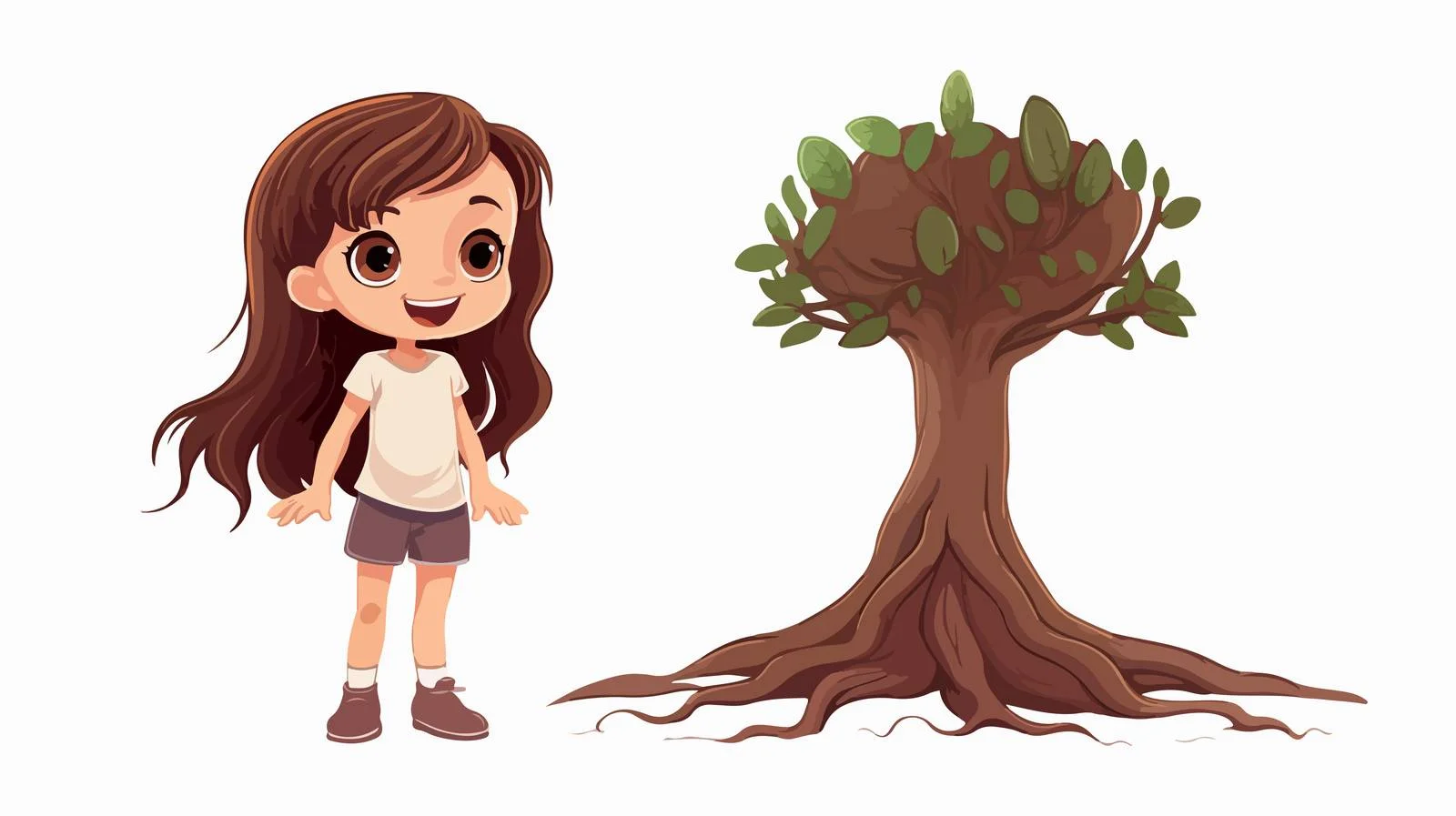Adorable Girl with Root Character Cart — free download from Dotvec