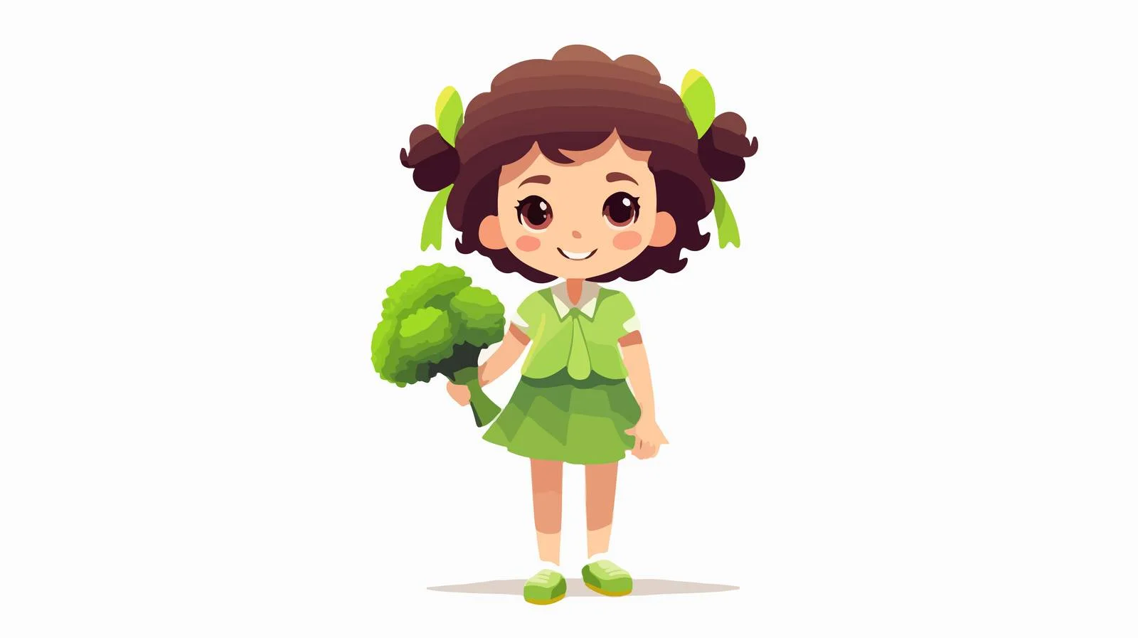 Adorable Girl with Broccoli Character — free download from Dotvec