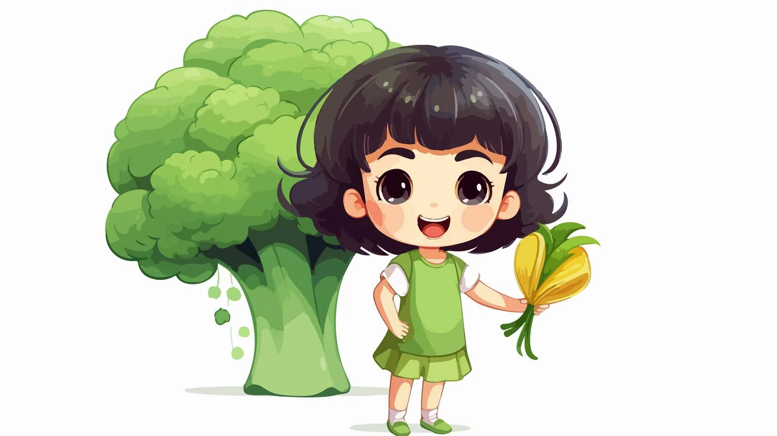 Child with Broccoli Character in Cart — free download from Dotvec