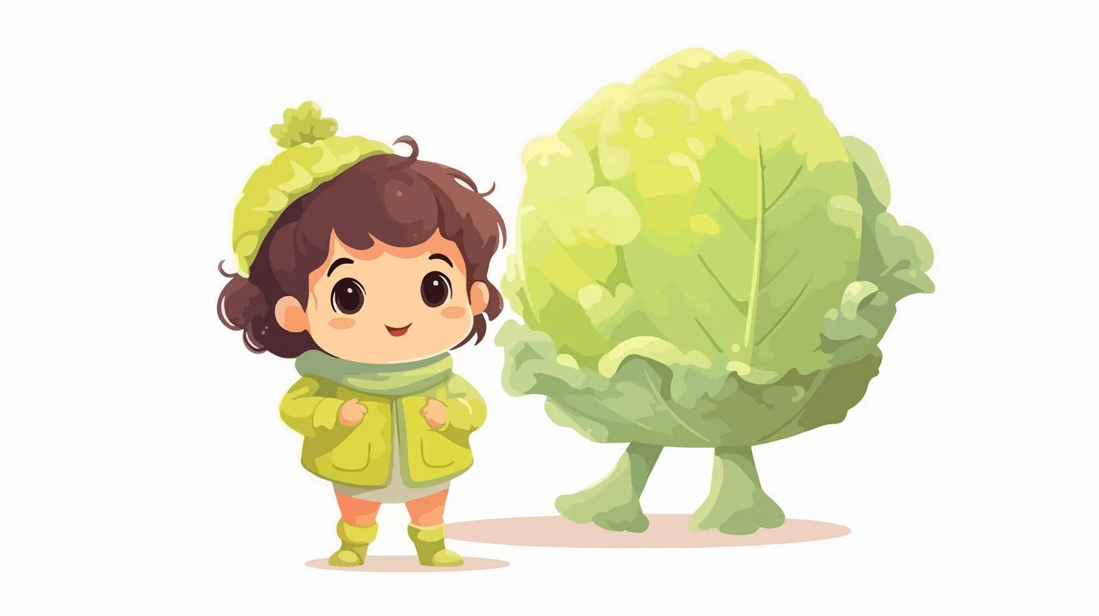 Adorable Girl with Cartoon Cabbage Character — free download from Dotvec