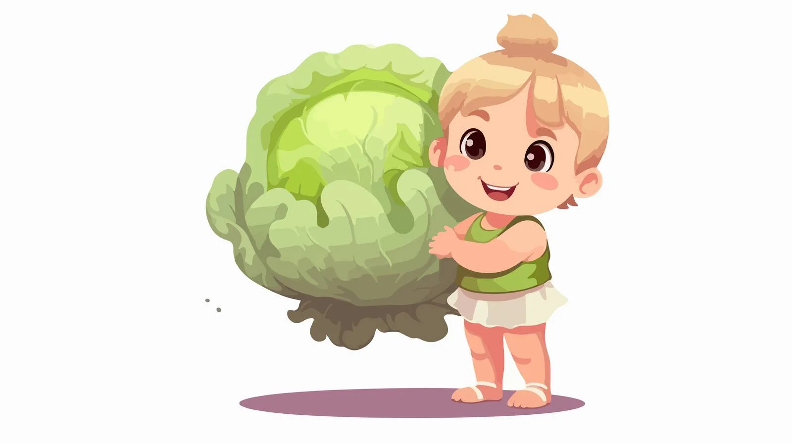 Adorable Girl with Cartoon Cabbage Character — free download from Dotvec