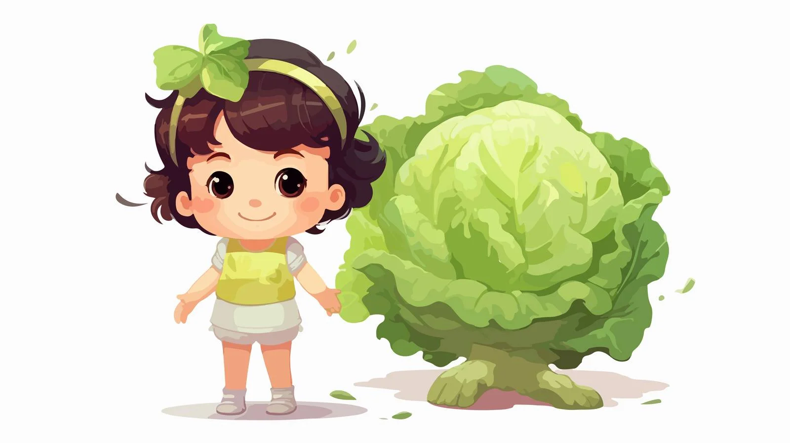 Girl with Cabbage Cartoon — free download from Dotvec