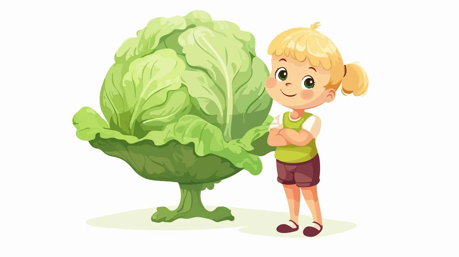 Adorable Girl with Cartoon Cabbage Character — free download from Dotvec