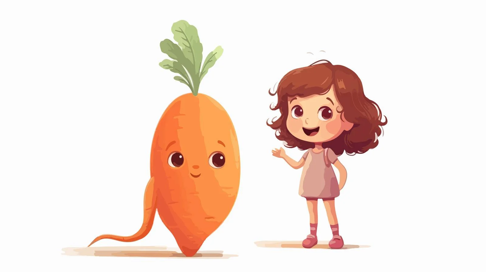 Sweet Girl with Carrot Cartoon — free download from Dotvec