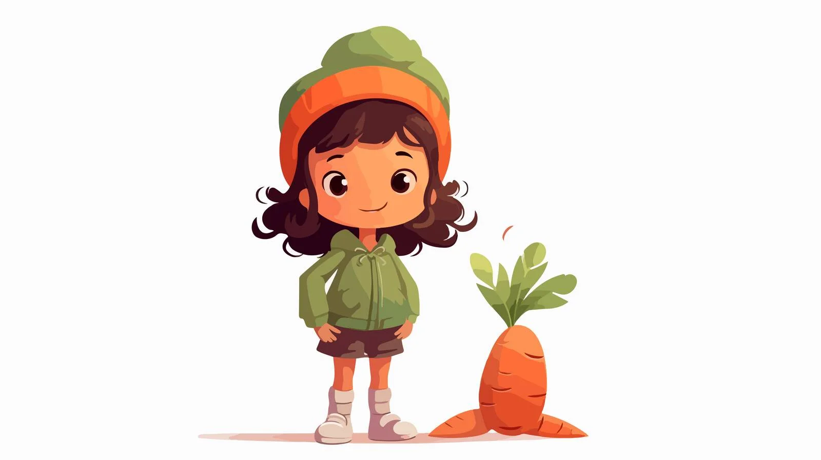 Adorable Girl with Cartoon Carrot — free download from Dotvec