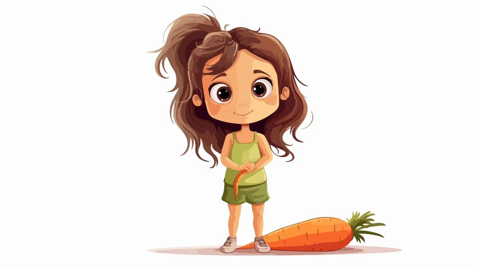 Adorable Girl with Carrot Character Cartoon — free download from Dotvec
