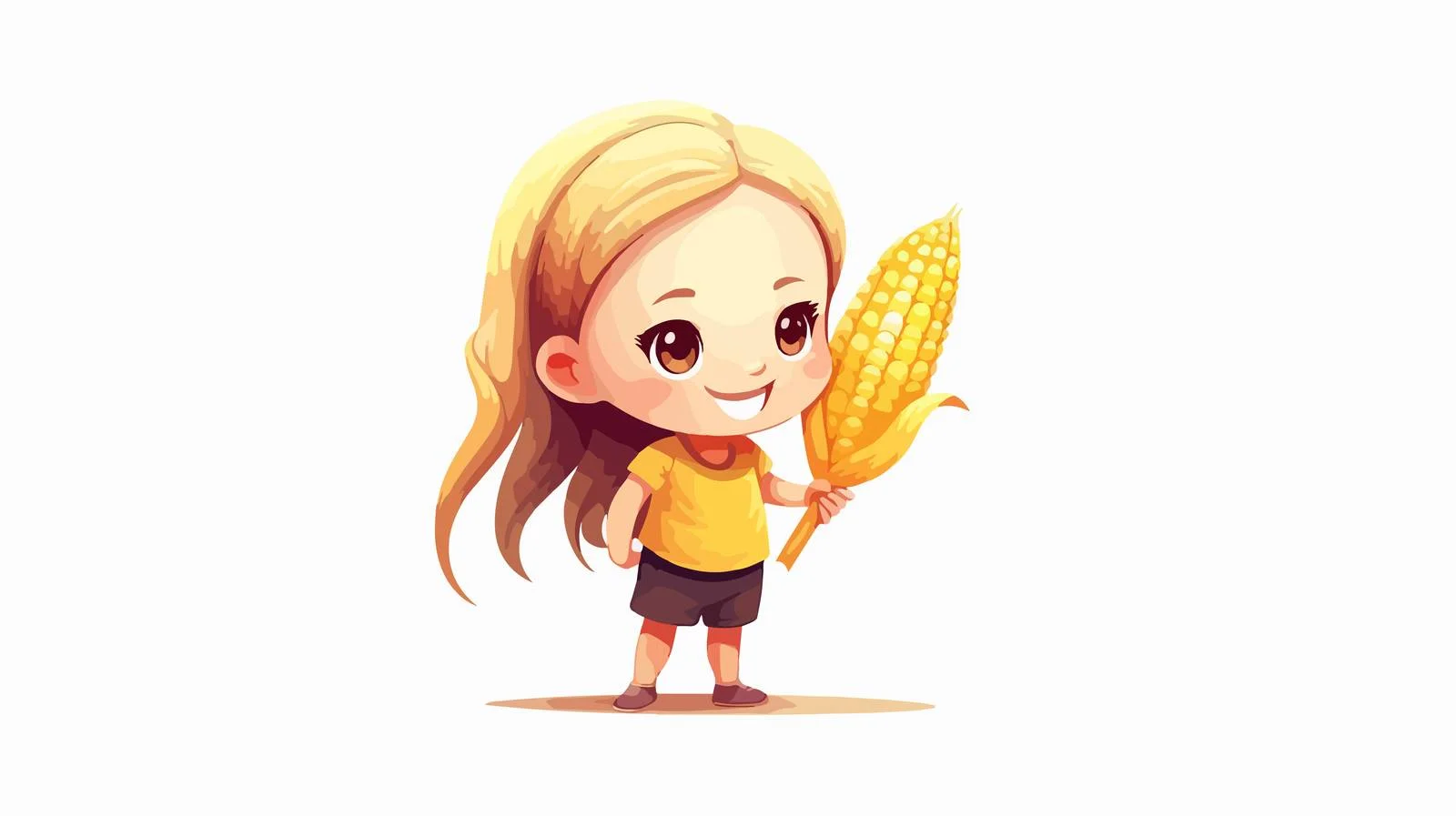 Adorable Girl with Corn Cartoon Character — free download from Dotvec