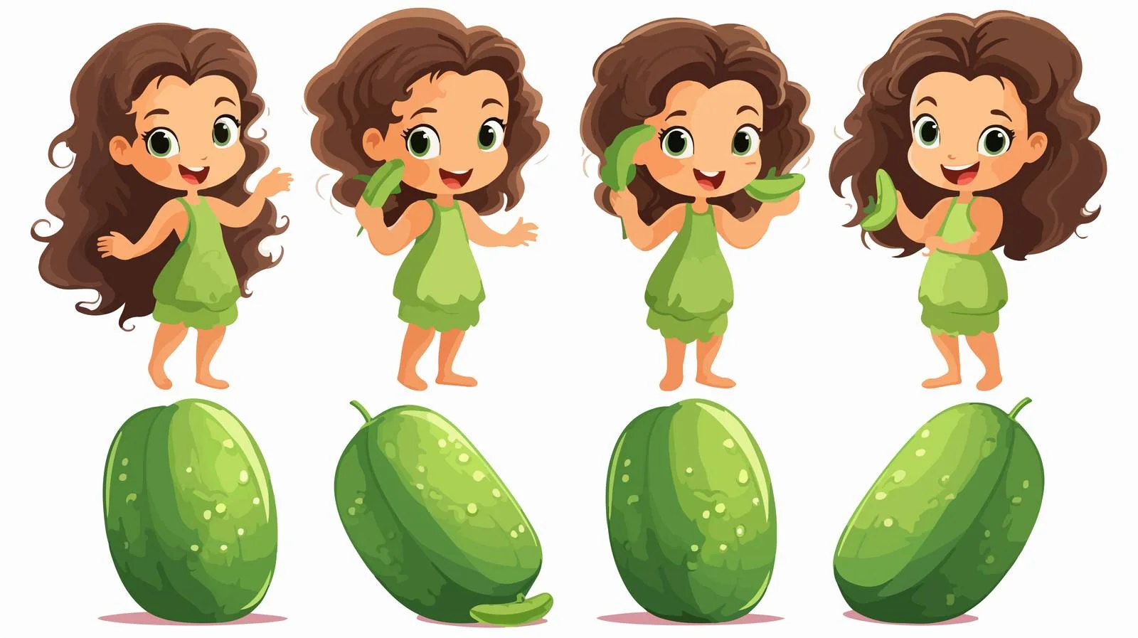 Adorable Girl with Cucumber Character — free download from Dotvec