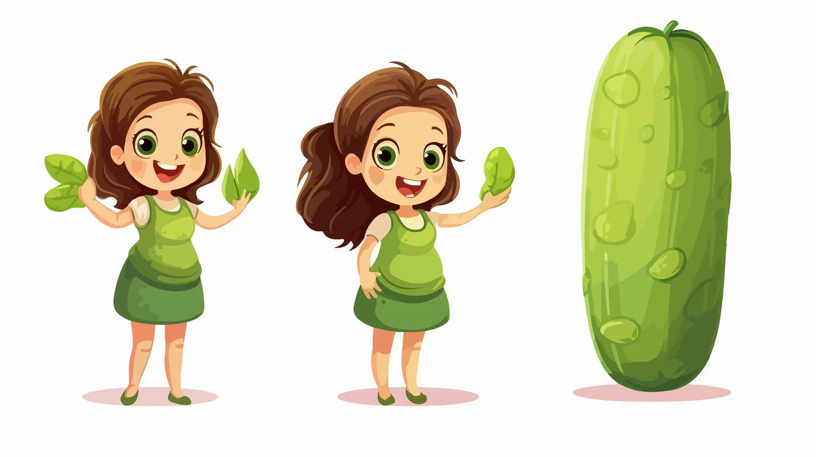Adorable Girl with Cucumber Character Cart — free download from Dotvec